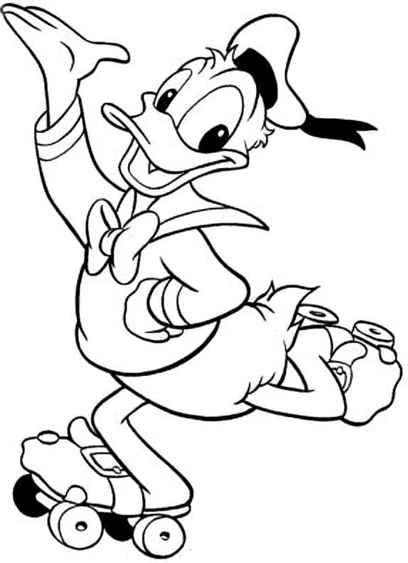 coloriage donald fait du patin